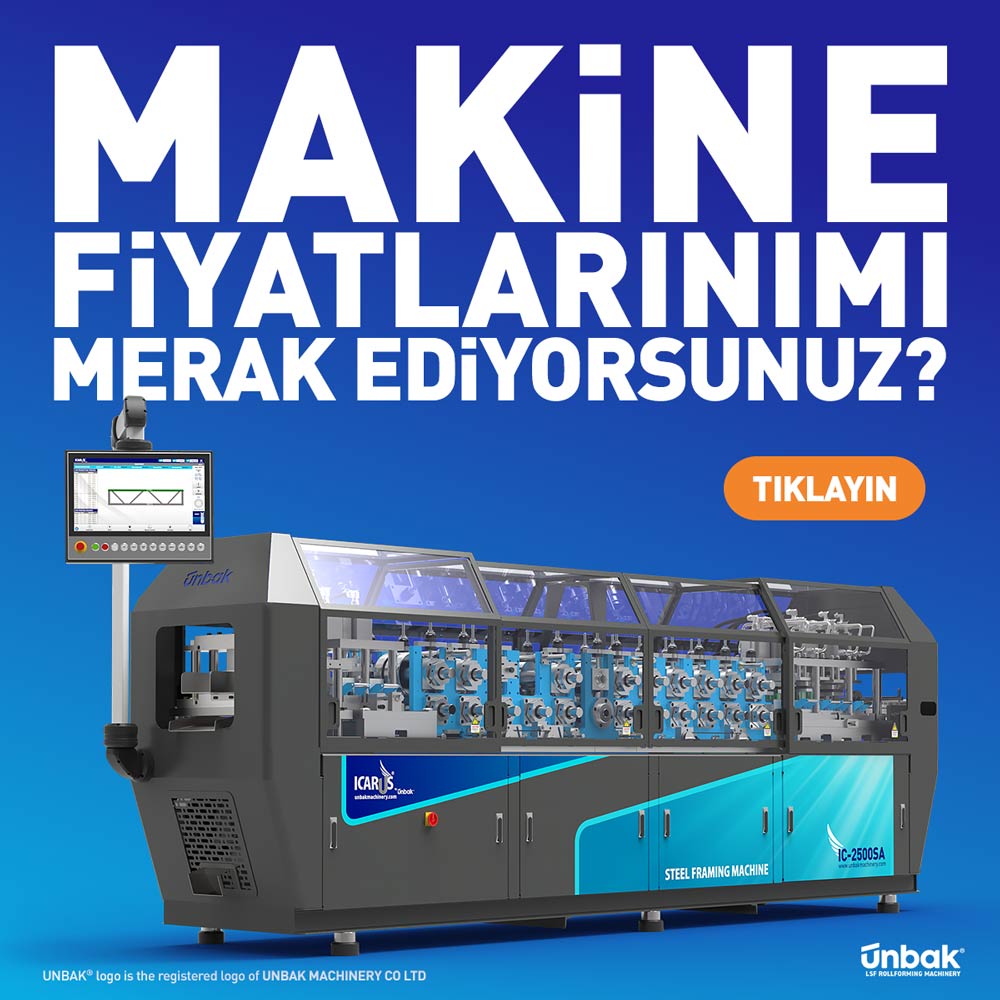 Hafif çelik yapı makinaları sektör lideri UNBAK Makinadan hafif çelik yapı rollform makinesi.
