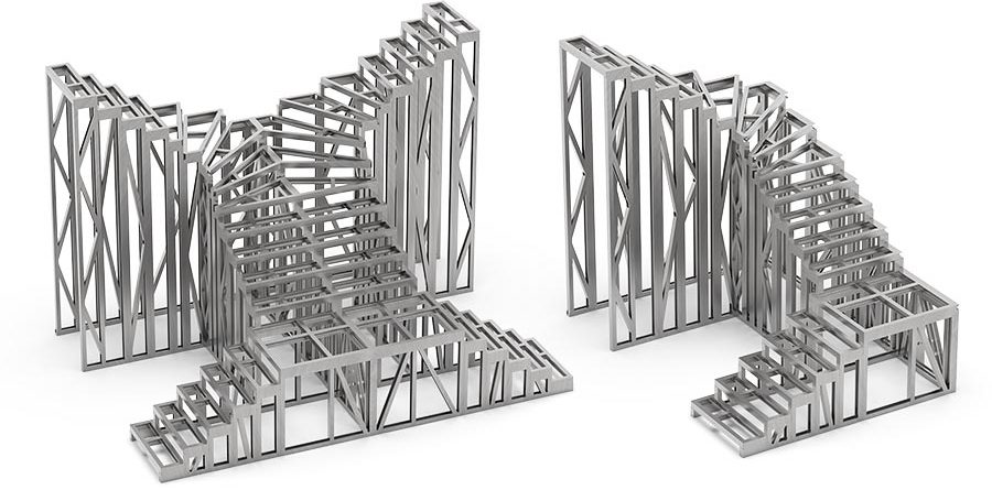 light gauge steel frame stair assembly cold formed steel