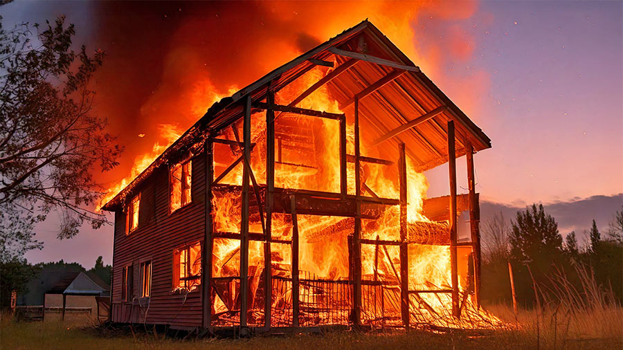 Fire Resistance of Light Gauge Steel. yanan tahta ev. 
