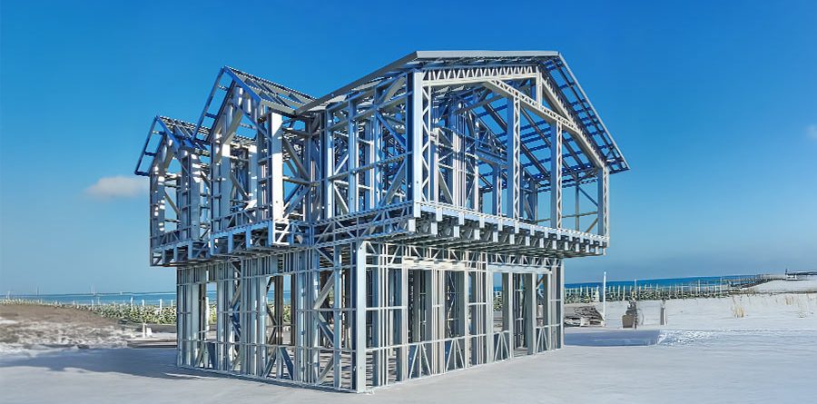 Modern hafif çelik yapı ile inşa edilmiş dayanıklı çelik ev – rollform teknolojisiyle üretilmiş çevre dostu çelik yapı sistemleri.